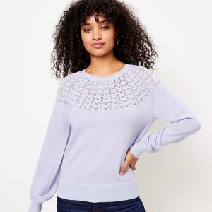 Shimmer Pointelle Yoke Sweater